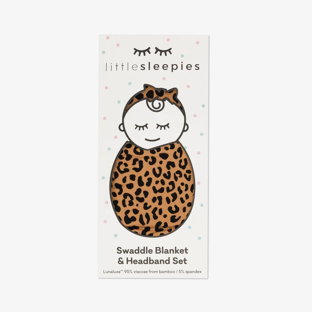 Little Sleepies Leopard Print Swaddle & Headband